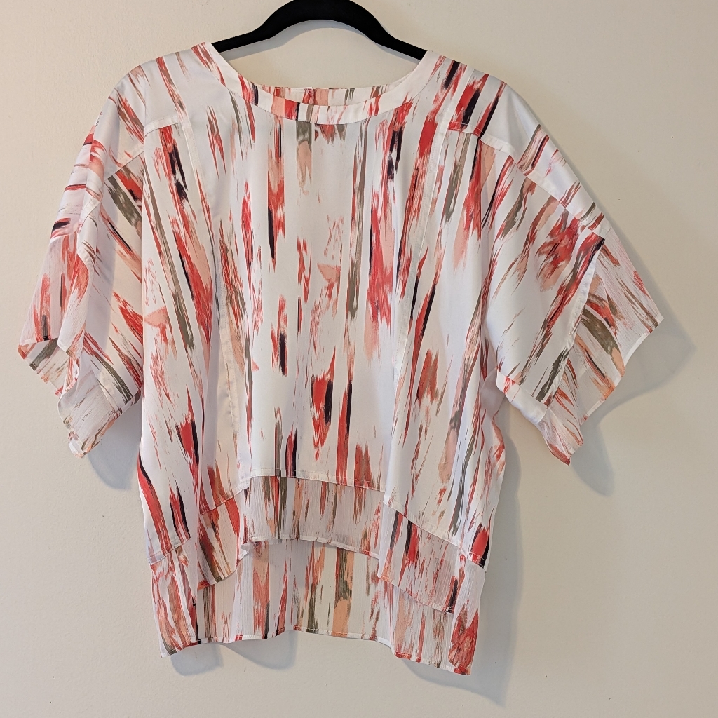Dkny Vibrant Abstract Brushstroke High-Low Blouse